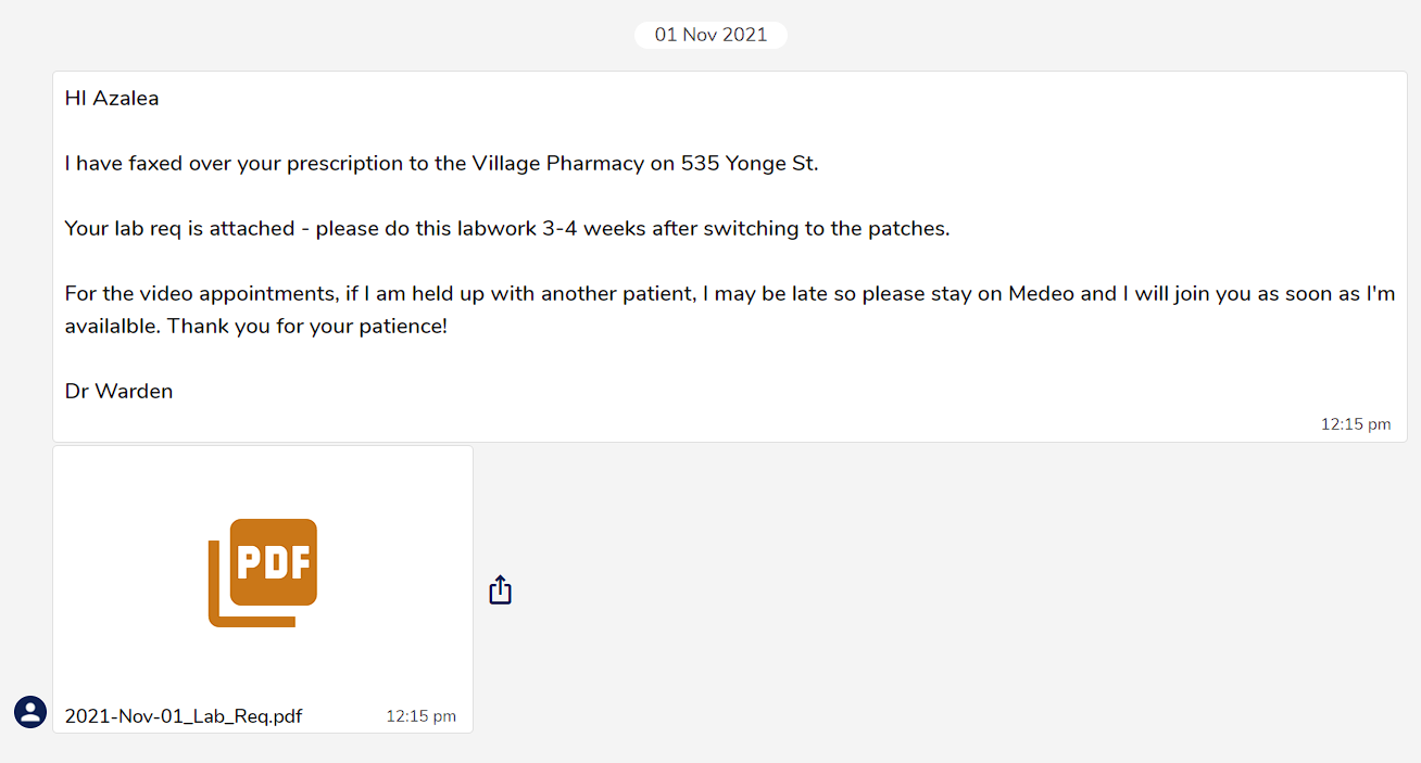 Prescription Chat Message