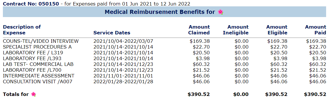 Sunlife Claim Screenshot